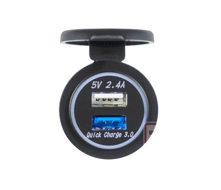 USB розетка / 2 порта / универсальная с вольтметром 3А черный корпус с подсветкой