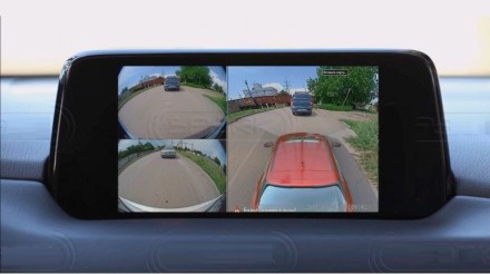 Система кругового обзора 360 градусов с функцией видеорегистратора. 4 видеокамеры